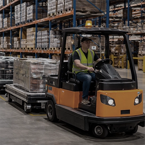 Tugger trains in Manufacturing with SAP EWM: From transport to orchestration[