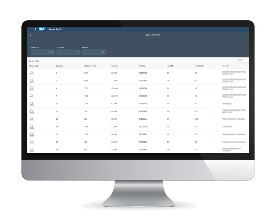 Figure 2: Connected Silo dashboard overview with live sensor data.