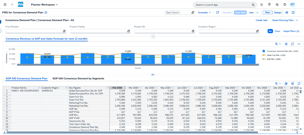 Time-to-Value Solution Demand Planning Planner Workspace
