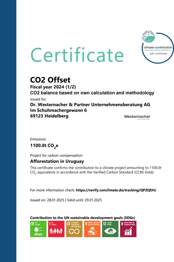 Westernacher Consulting Conclimate Certificate 2024